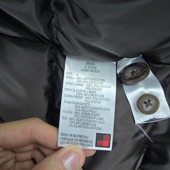 Woolrich Men's Dark Brown Down Insulated Faux Fur Hooded Parka Jacket Size L - Picture 9 of 16